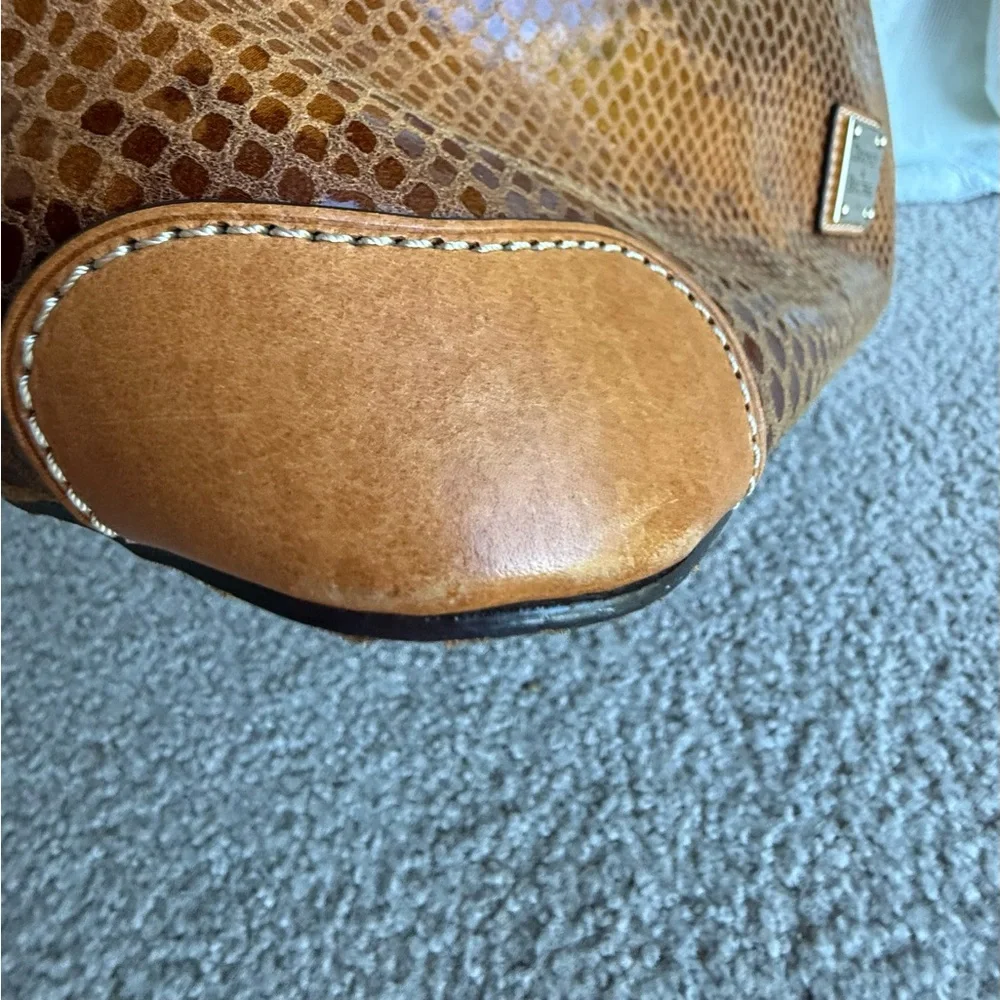 Vintage Dooney & Bourke Brown Leather Suede Shoulder Bag Snake Skin Embossed - Picture 12 of 16